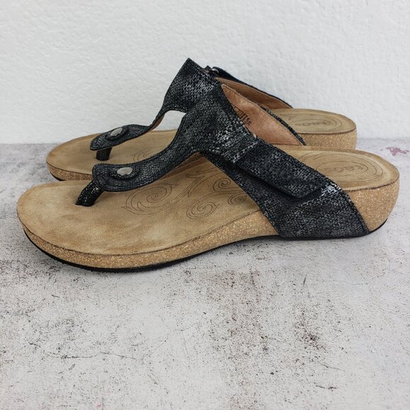 TAOS Lucy Thong Sandals Comfort Shoes Cork Platform Snakeskin Slip-On size 39 - Picture 6 of 11
